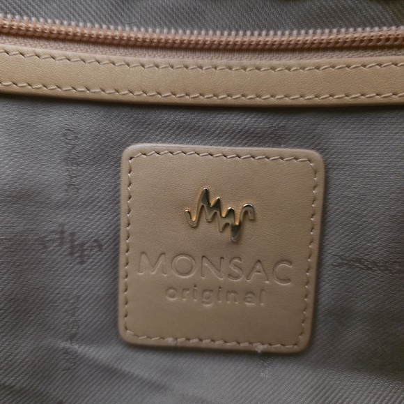 Monsac Original Y2K Era Woven Leather Tote/Braided Handle/Boho Chic/Tan Leather - Picture 11 of 16